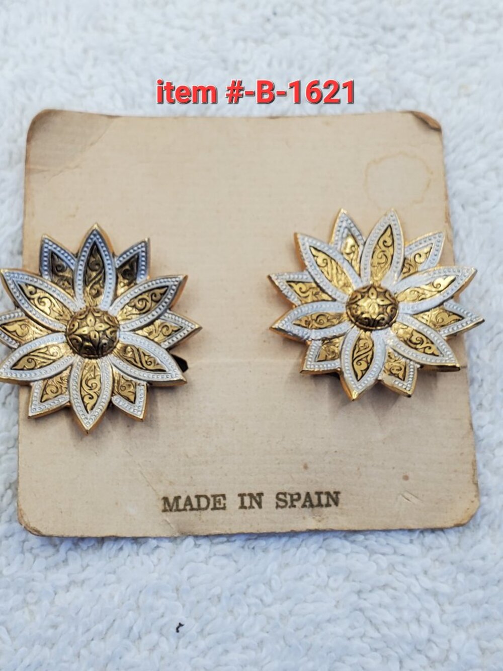 1 Pair of Spain Made Earrings , items # B- 1603,. wt. 7 grams.